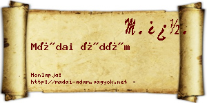 Mádai Ádám névjegykártya